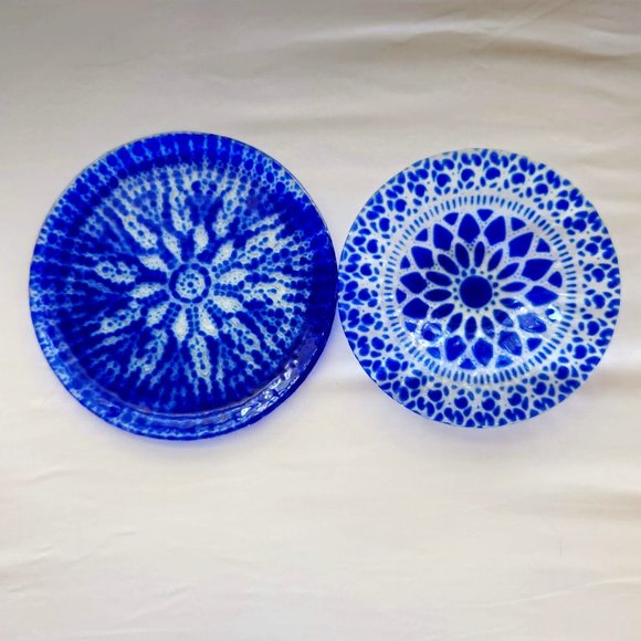 🚫SOLD Vintage Sydenstricker Fused Glass Cobalt Blue Bowl Plate Embassy Pattern - Picture 1 of 14